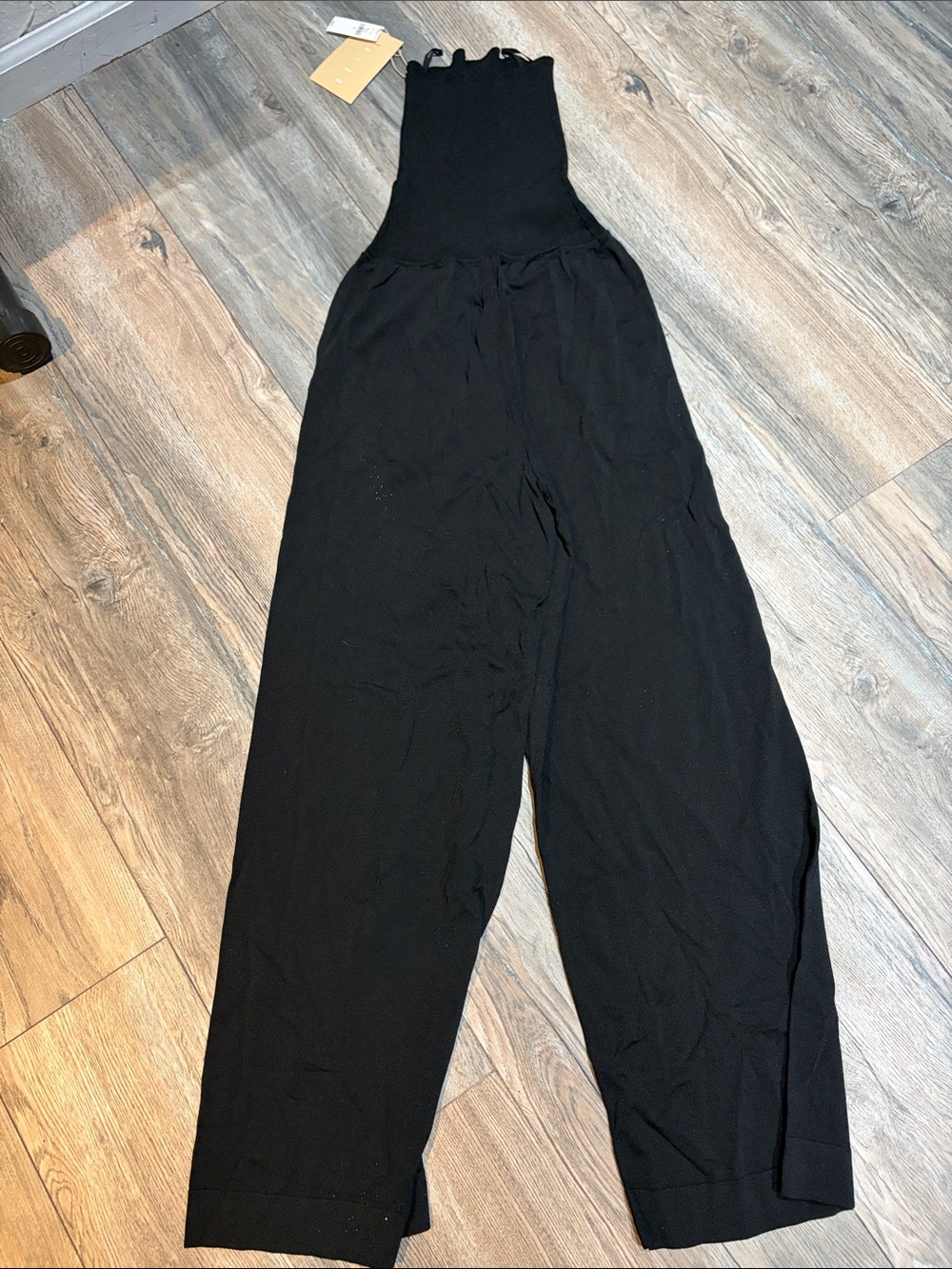 Black Wide-Leg Jumpsuit with High Ribbed Neck